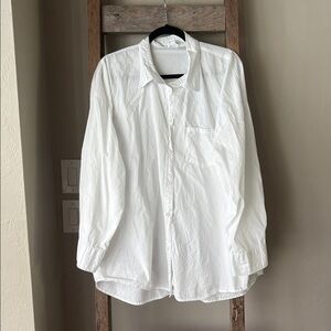 Cotton On White oversized button down shirt size Large 100% Cotton